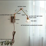 Walnut Copper Swing Arm LED Wall Light Fixture for Nodic Home Decor