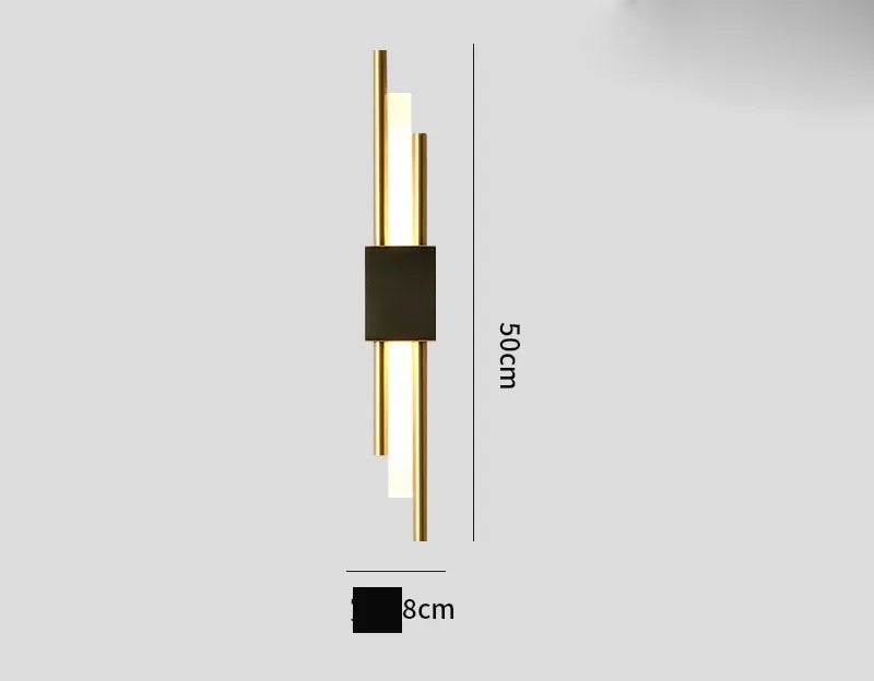 Gold Tube Wall Sconce Iron Acrylic Modern Bedroom Living Room Lamps