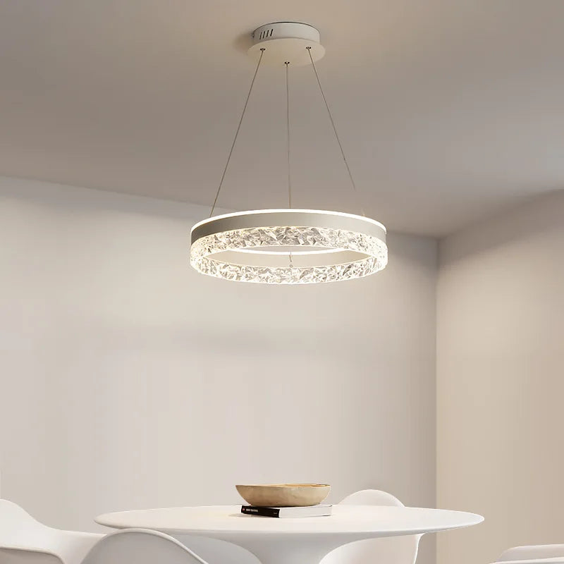Crystal Ring LED Pendant Light - Modern Home Lighting for Bedroom and Restaurant