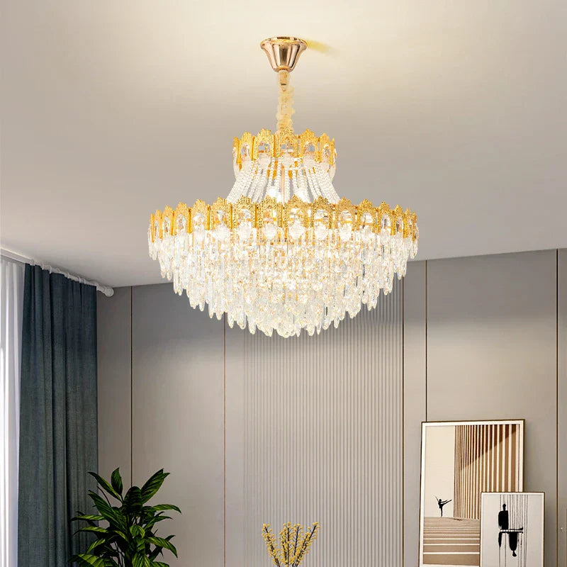 Luxury Crystal Chandelier: Elegant Lighting Solution for Living Room, Lobby, and Restaurant