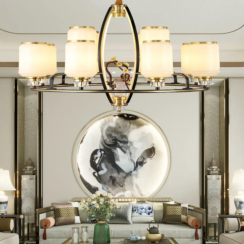 Luxe Jade Chandelier for Living Room and Villa Hall