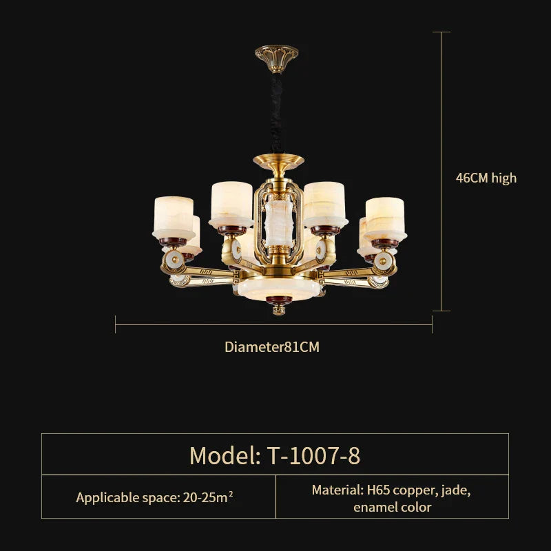 All Copper Jade Chandelier, Modern Chinese Style for Living Room, Bedroom, Dining Room.