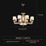All Copper Jade Chandelier, Modern Chinese Style for Living Room, Bedroom, Dining Room.