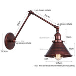 Afralia™ Gold Long Arm LED Wall Sconce with Pull Chain Switch