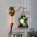 Afralia™ Blue Glass Copper LED Wall Light Fixture Stair Bar Restaurant Bedroom E27