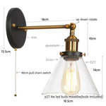 Clear Glass Iron LED Wall Lamp Stair Light Fixtures Rustic Industrial Vintage