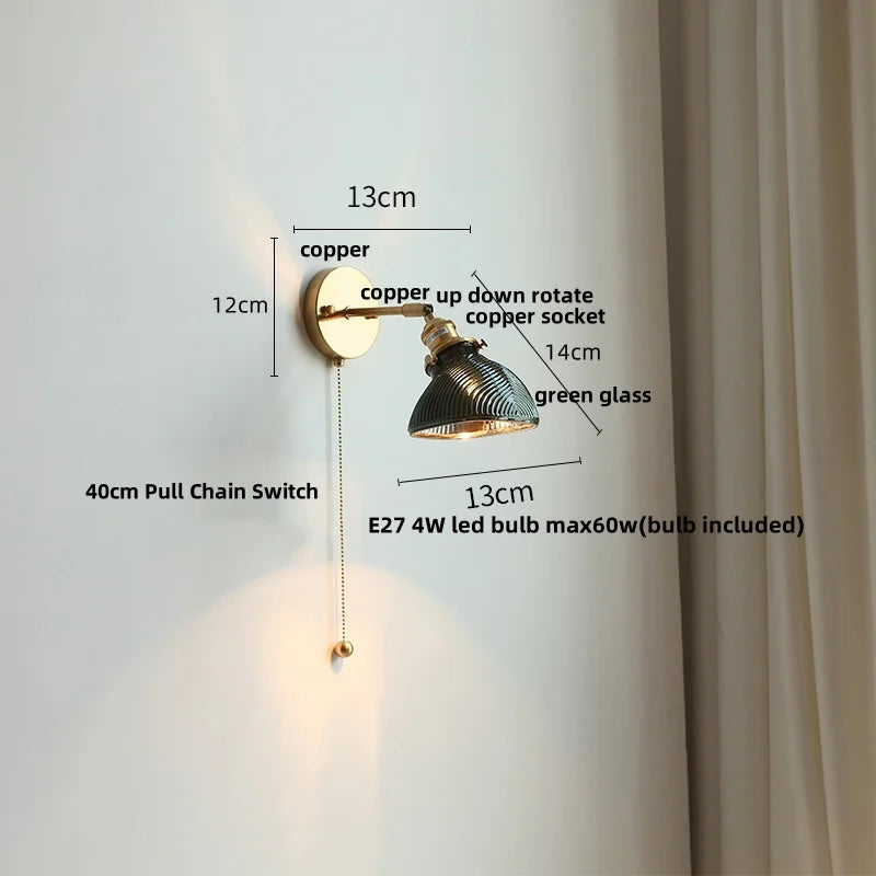 White Glass Copper Wall Sconce LED Stair Light Fixture - Modern Nordic Design