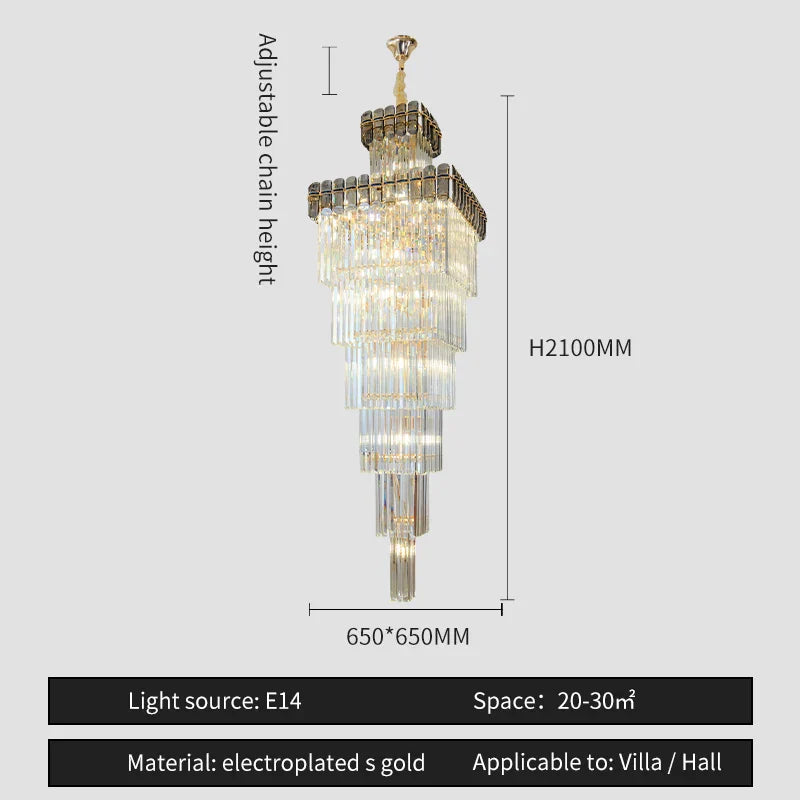 Nordic Duplex Villa Crystal Chandelier for Luxury Spaces