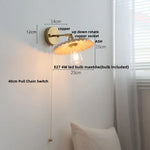 Walnut Wood LED Wall Sconce, Pull Chain Switch, Copper Socket, Bedroom Aisle Hallway