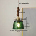 Wood Copper LED Pendant Light - Nordic Hanging Lamp for Bedroom Dining Hallway