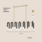 Black Aluminum Tube Dimmable LED Chandelier with U-Shaped Design