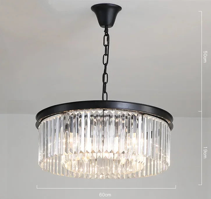 Metal Crystal Pendant Light Chandelier for Living Room, LED Hanging Lamp