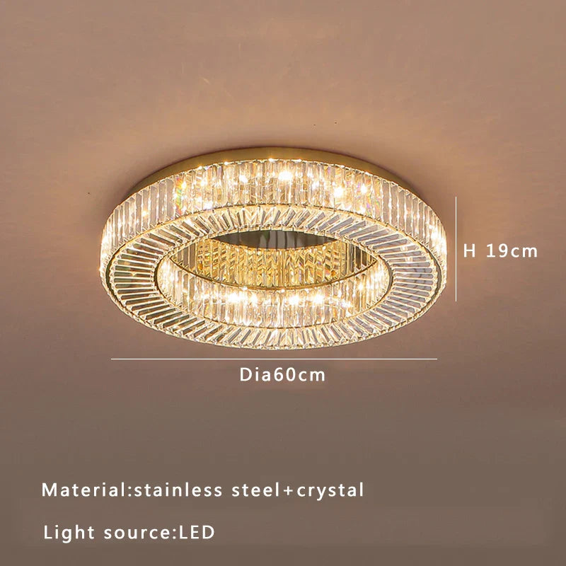 Crystal Luxe C-Shape LED Ceiling Lamp Gold Finish