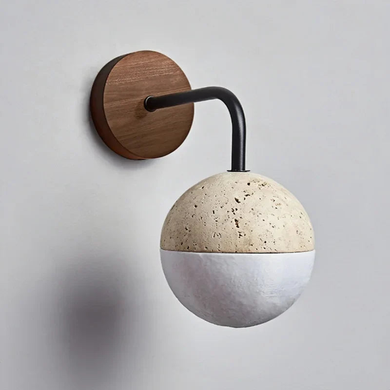 Yellow Travertine LED Wall Lights Coffee Bedroom Bedside Lamp Modern Nordic Decor
