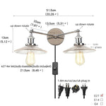Glass 2-Light Wall Sconce with Pull Chain Switch for Bedroom and Bathroom
