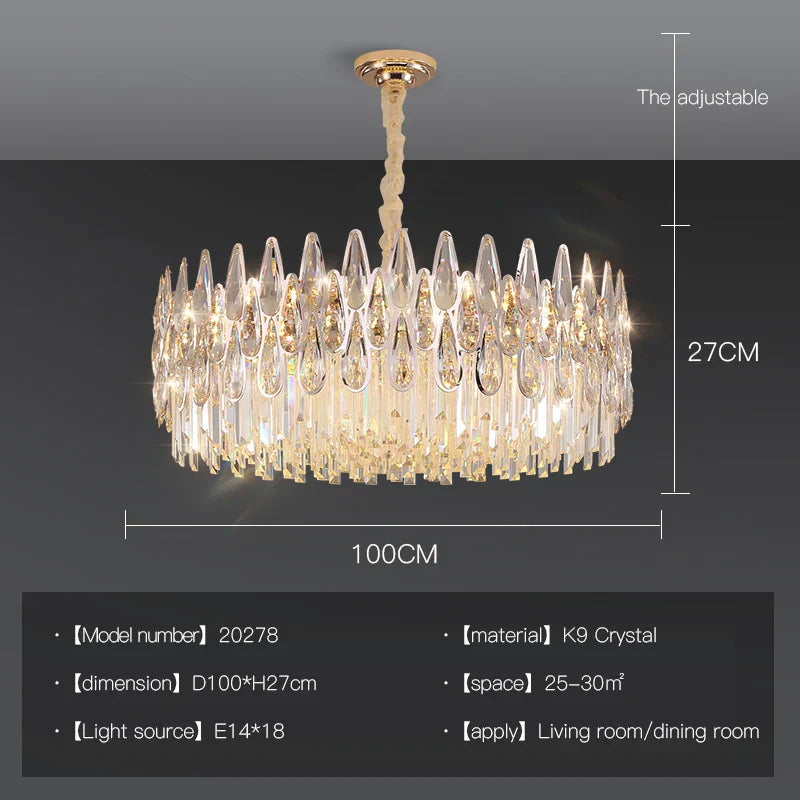 Crystal LED Chandelier | Long Stairway Villa Light | Modern Luxury Post Lamp
