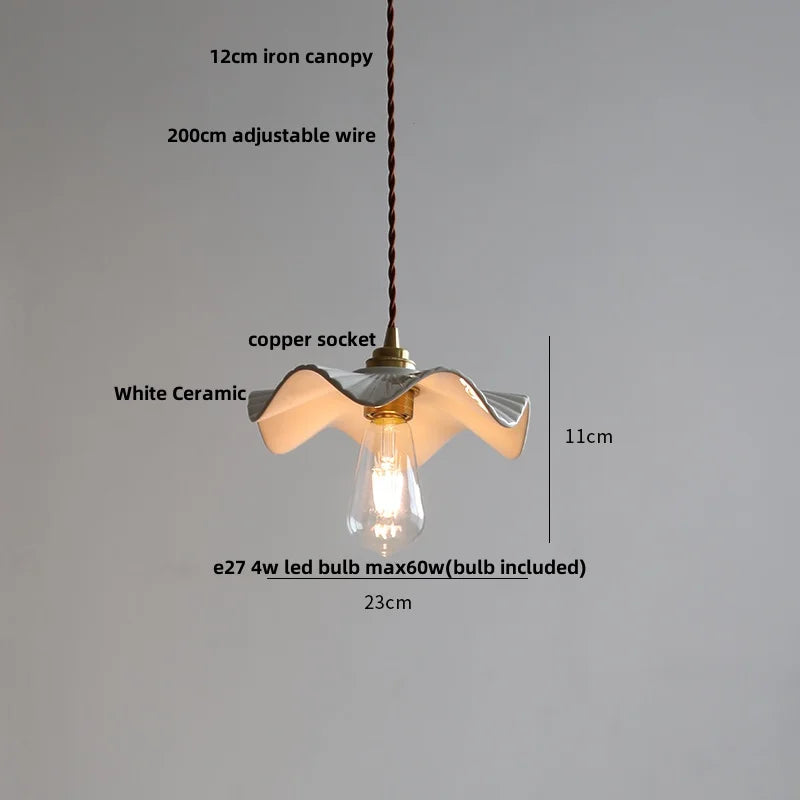 White Ceramic LED Pendant Light - Modern Nordic Design for Home Decor