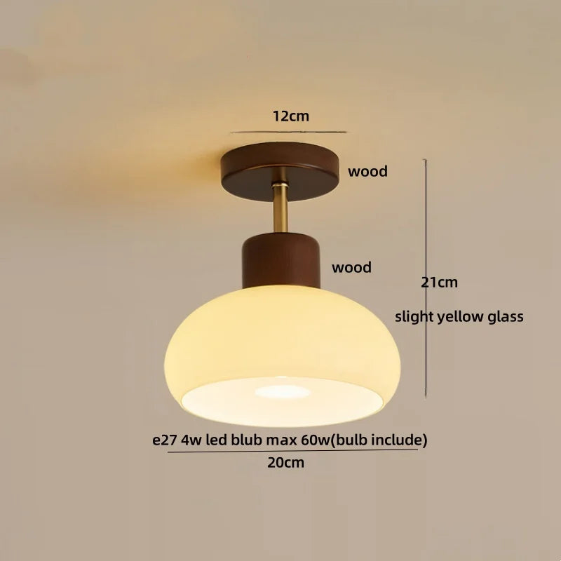 White Glass LED Ceiling Lamp Modern Living Room Bedroom Light