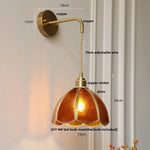 Tiffany Glass LED Wall Sconce Pull Chain Switch Bedroom Foyer Lamp