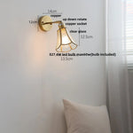 Copper LED Wall Lights with Glass Shade & Pull Chain Switch