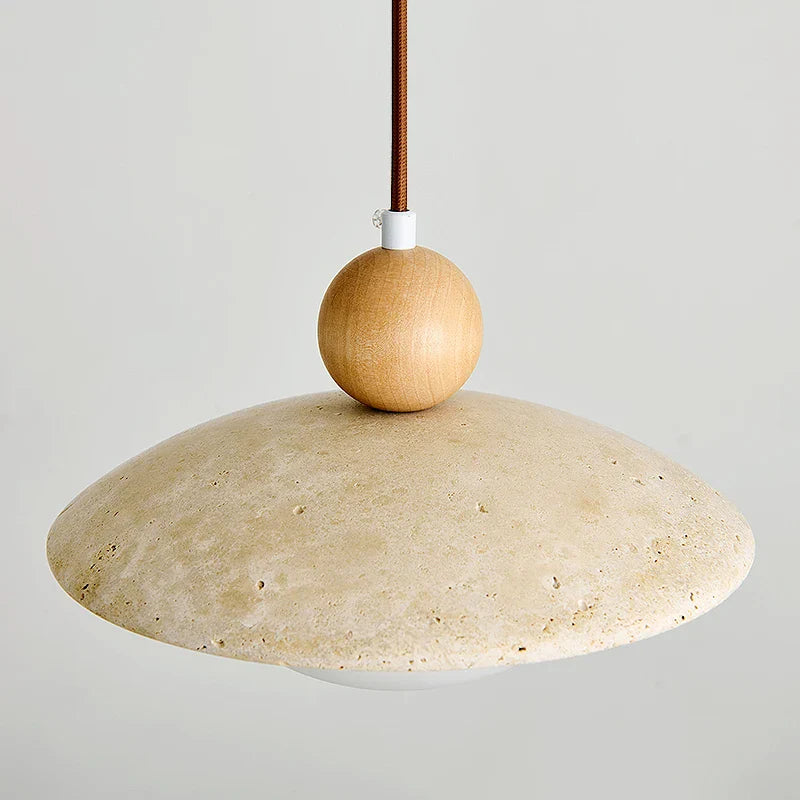 LED Pendant Lamp White Glass Wire Adjustable Travertine Hanging Lights