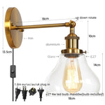 Afralia™ Gold LED Wall Sconces Iron Loft Retro Home Bedroom Lamp