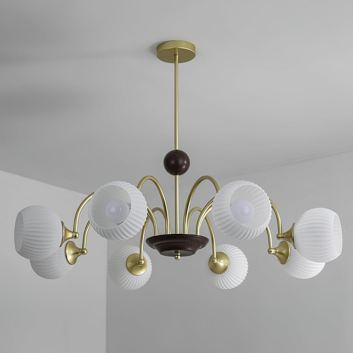 Sculptural Glass Ribbed Chandelier