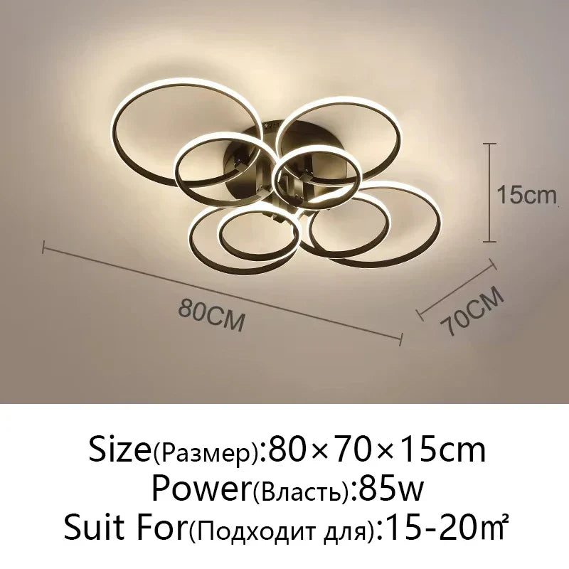 Modern LED Ceiling Chandelier in Gold & Black for Living Room, Bedroom, Study - Dimmable Indoor Lighting