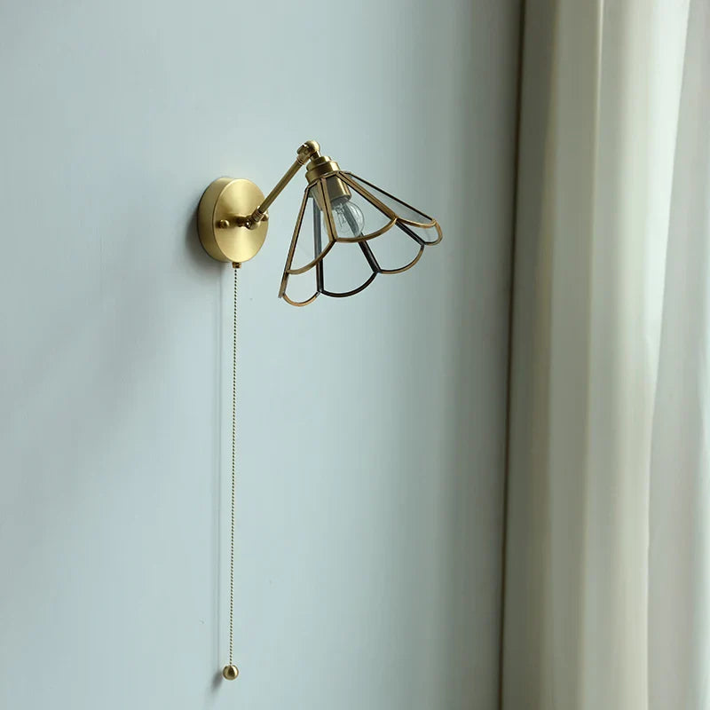 Vintage Brass Clear Glass Wall Lights Up Down Rotate Bedside Lamp
