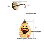 Amber Glass LED Wall Sconce with Pull Chain Switch for Bedroom and Bathroom