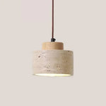 LED Pendant Light Fixture Modern Wood Canopy Yellow Travertine Luminaire