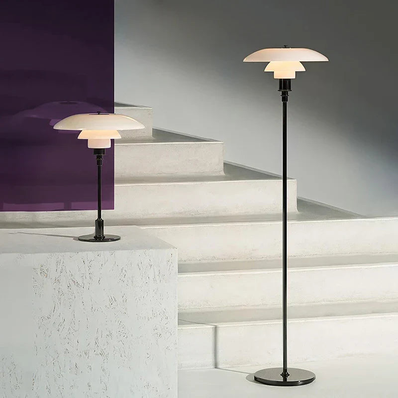 Glass Shade LED Floor Lamp for Living Room, Bedroom - Nordic Minimalist Retro Style