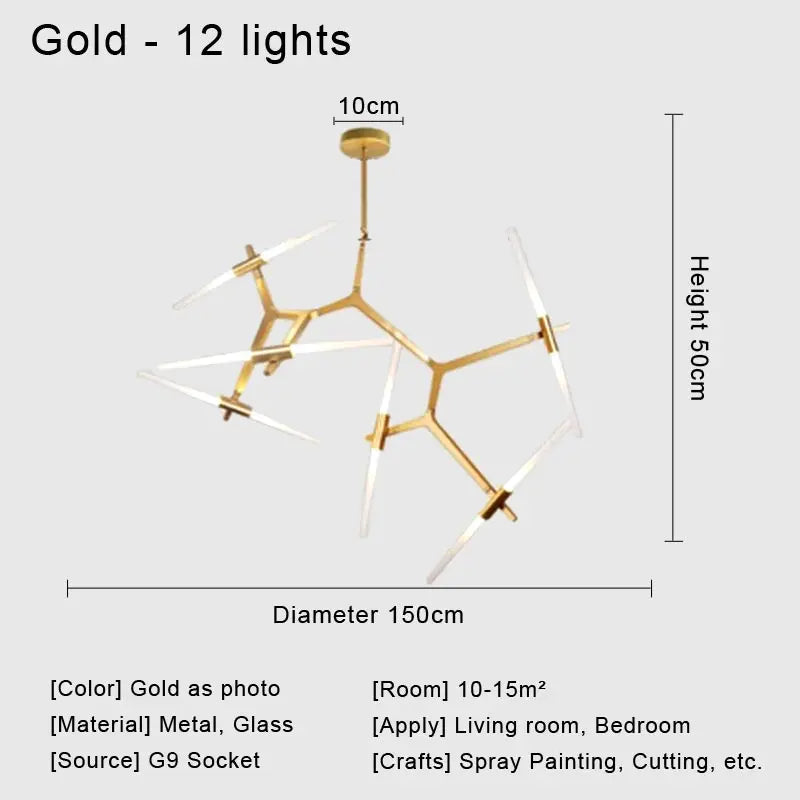 Glass LED Chandelier Ceiling Light for Modern Nordic Design Home Decor