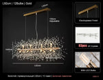 Rectangle Crystal Chandelier - Mid-century Art Deco Long Hanging Lamp