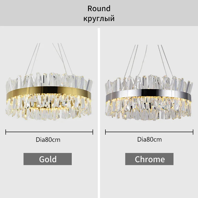 Crystal LED Pendant Light Chrome/Gold Luxury Chandelier for Kitchen Living Room.