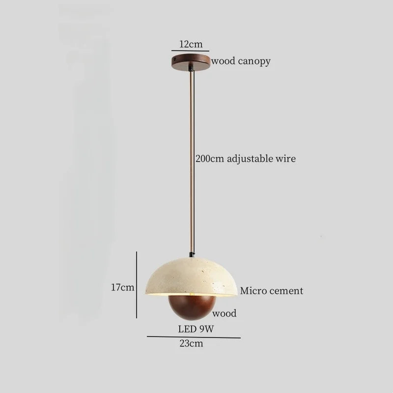 Wabi Sabi Cement LED Pendant Lamps: Minimalist Nordic Hanging Light for Bedroom, Living, Dining Room