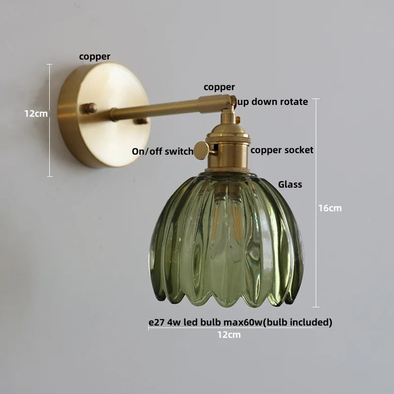 White Flower Glass Wall Lights: Up Down Rotate LED Bedroom Hotel Lamp