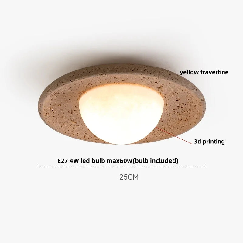 Yellow Travertine LED Ceiling Lamp, Modern Nordic 3D Print Light Fixtures