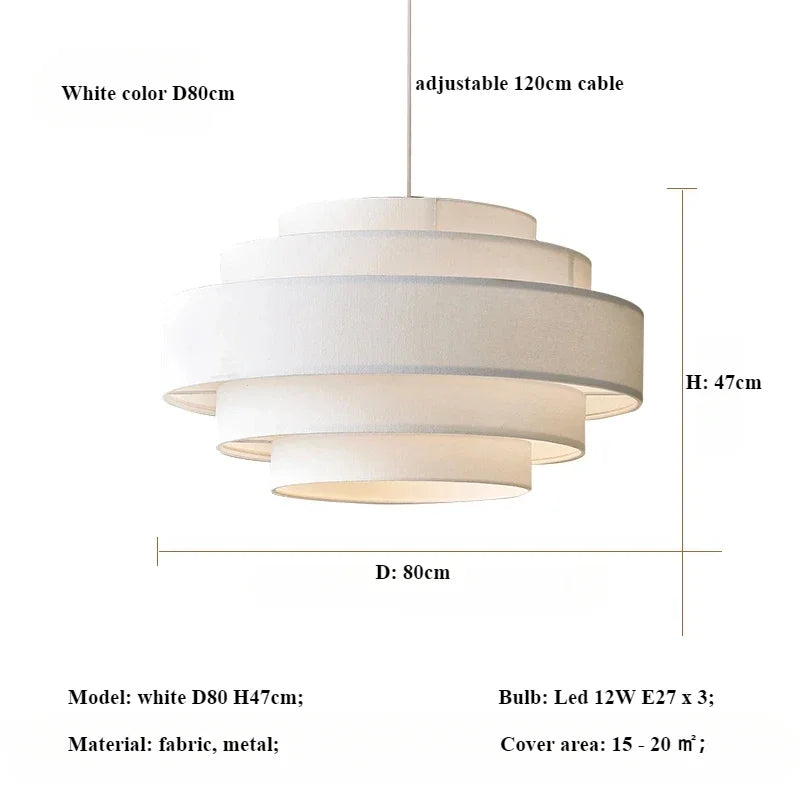 Minimalist Fabric Pendant Chandelier for Bedroom and Bar - LED Ceiling Lamp