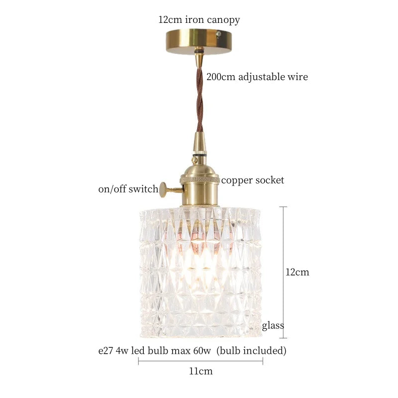 Nordic Style Copper Glass LED Pendant Lights for Living Dining Room