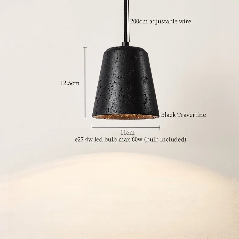 Black Stone LED Hanging Pendant Light for Modern Home Decor
