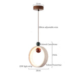 Yellow Travertine Spherical Stone LED Pendant Light for Bedroom Dining Living Room