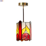 Tiffany Glass Pendant Light for Dining Room, LED Colorful Hanging Lampshade
