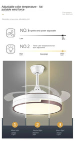 Copper Ceiling Fan with Energy-saving Lighting, Modern Style, 6-speed Variab