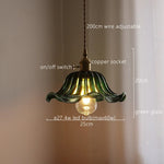 Green Stripe Glass Pendant Lamp Fixture for Home Decor & Kitchen Lighting