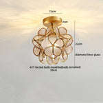 Nordic Flower Ball LED Ceiling Lights Copper Glass Chandelier