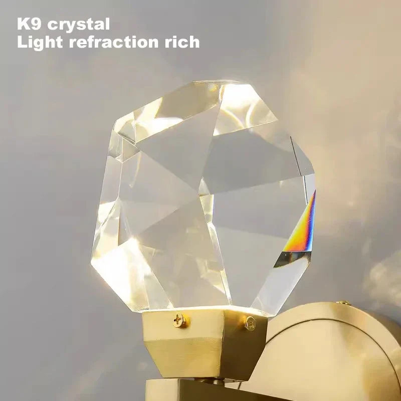 Crystal LED Copper Wall Sconce - Modern Luxury Wall Light Fixture