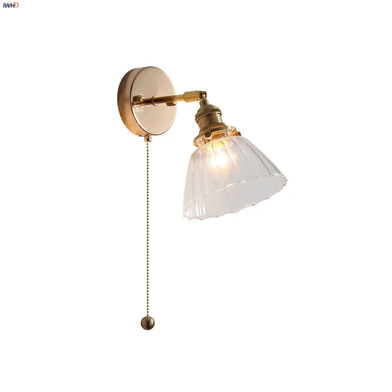 Rotatable LED Wall Sconce Clear Glass Reading Lamp with Pull Chain Switch