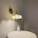 Yellow Glass LED Wall Light Fixture Modern Bedside Lamp Rotation Hallway Aisle