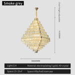 Square Pyramid Crystal Chandelier for Living Room & Hotel Lobby